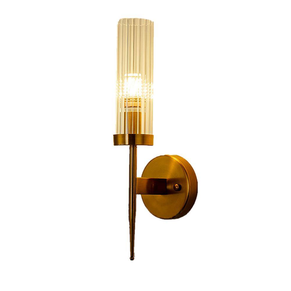 OUKANING 4.72 in. 1Light Gold Modern Wall Sconce with Clear Glass