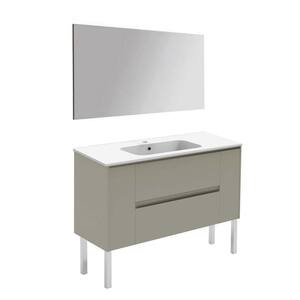 Ambra 47.5 in. W x 18.1 in. D x 32.9 in. H Single Sink Bath Vanity in Matte Sand with White Ceramic Top and Mirror