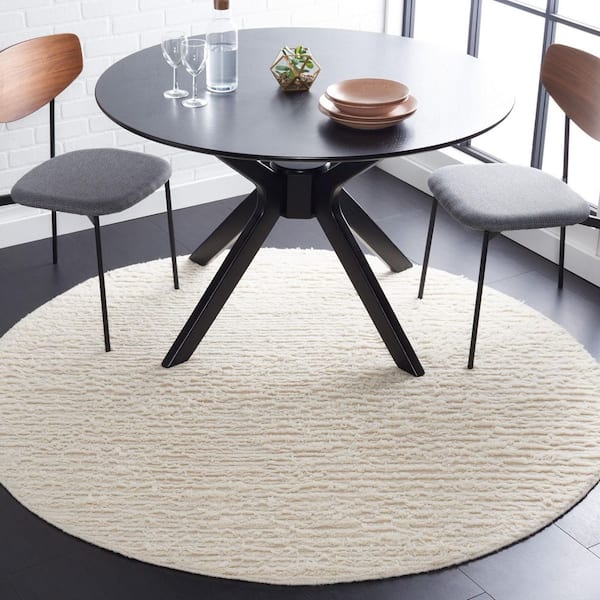 Casablanca 8 ft. x 8 ft. Ivory Marle Striped Round Area Rug