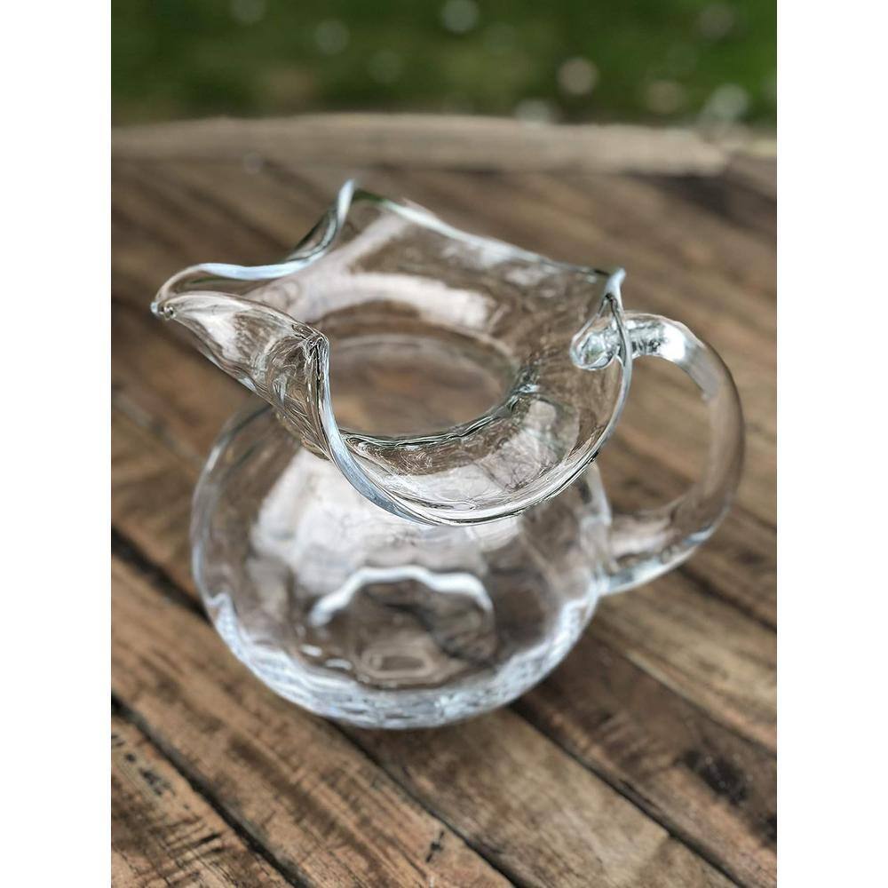Clear European Mouth-Blown Crystal Glass Pitcher, 42 oz