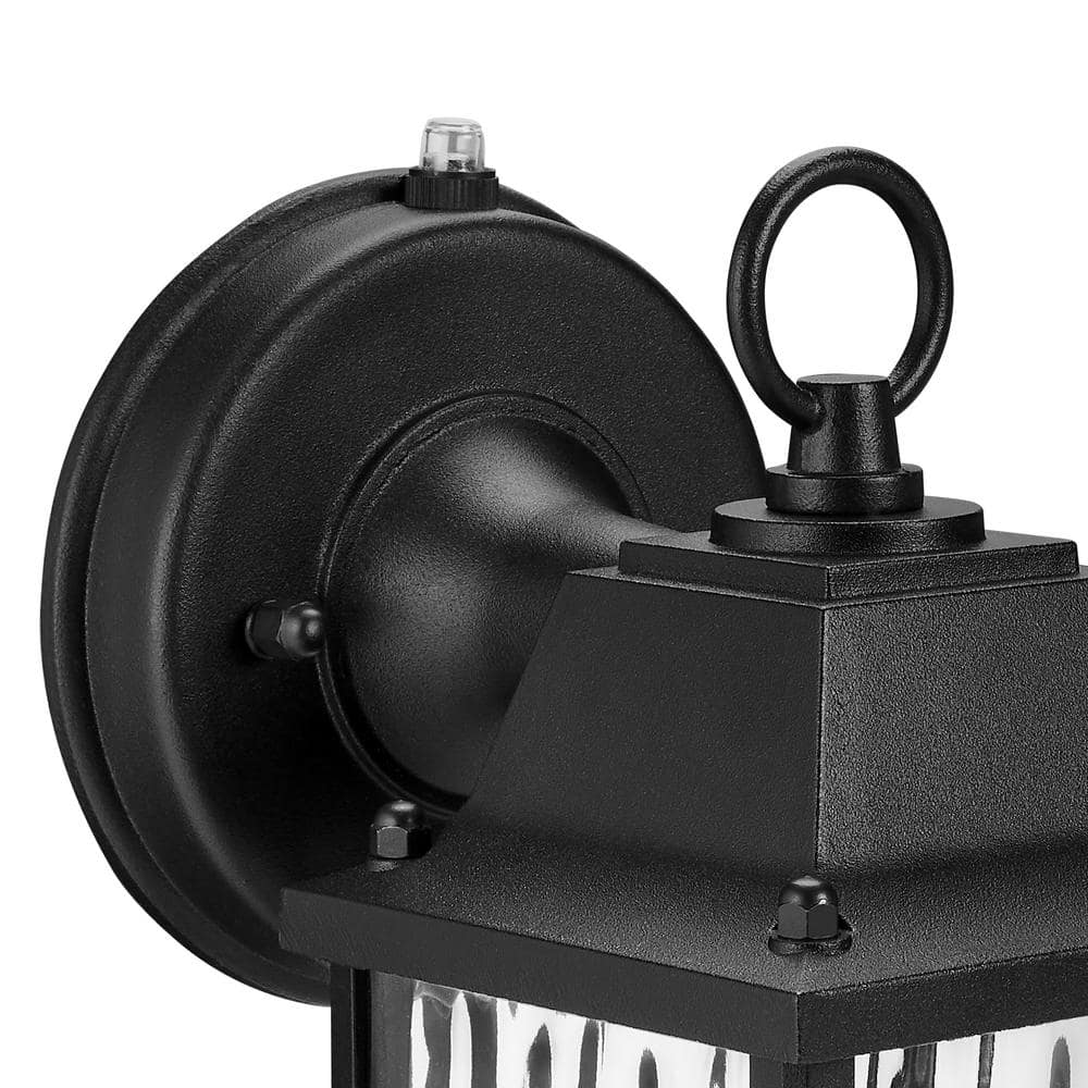 Black Aluminum LED Lantern Sconce with Clear Glass
