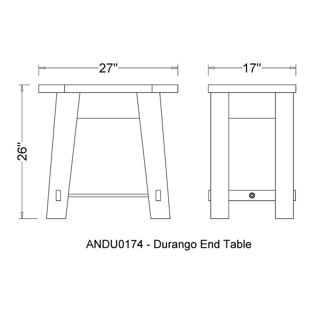 Durango 27" Rustic Industrial Wood End Table with Metal Accents