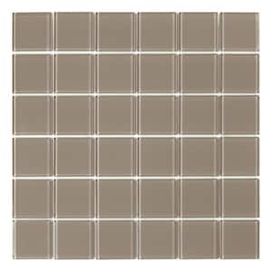 Take Home Sample - Oak Taupe 4 in. x 4 in. Glass Peel and Stick Wall Mosaic Tile (0.11 sq.ft./ 1-pack)