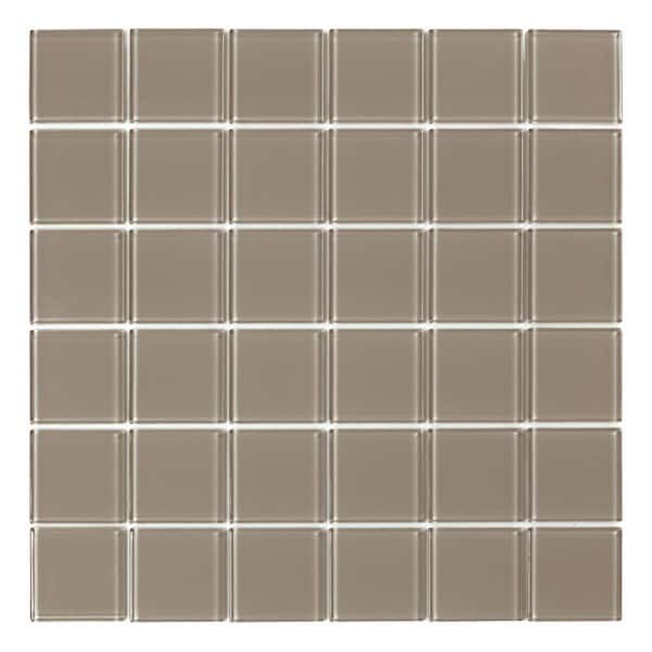 SpeedTiles Take Home Sample - Oak Taupe 4 in. x 4 in. Glass Peel and Stick Wall Mosaic Tile (0.11 sq.ft./ 1-pack)