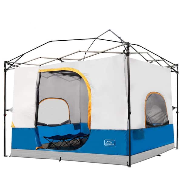 Zeus & Ruta 6-Person CampingCube Tents Pop Up Canopy Tent With Fully Vented Roof in Blue