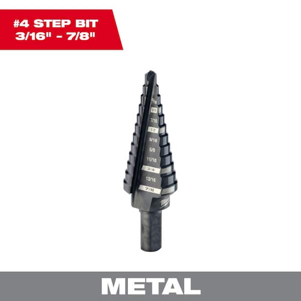 Milwaukee 3/16 in. - 7/8 in. #4 Black Oxide Step Drill Bit (12-Steps)