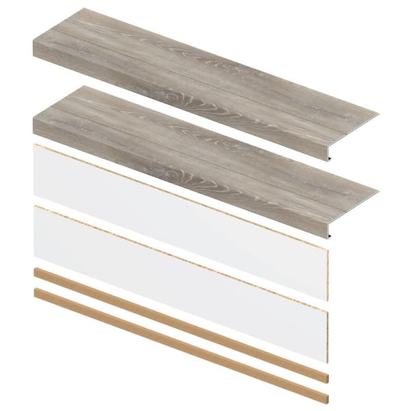 Sterling Oak 6.5 mm x 46 in. x 12 in. Exact Match Large Square Nose Stair Tread + Riser Combo Kit (2-Pack)