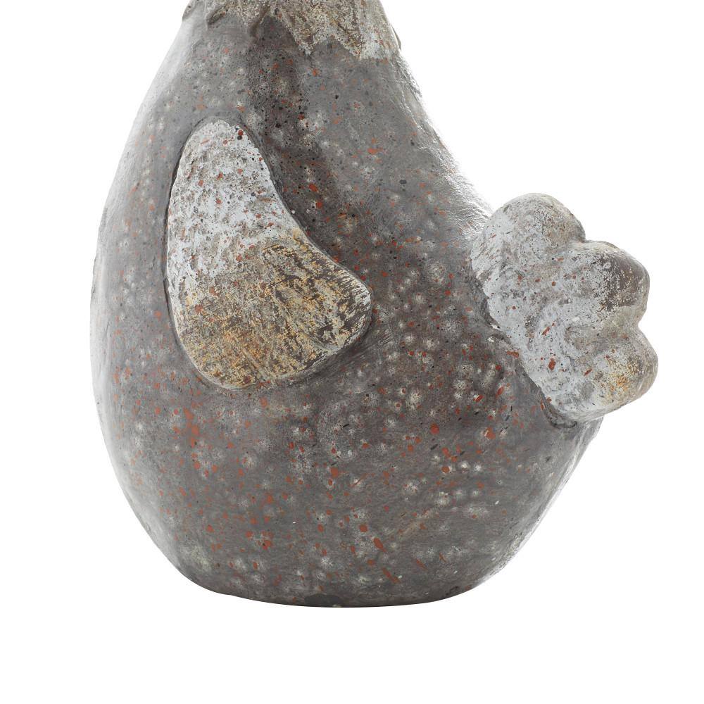 Gray Polystone 13" Indoor Outdoor Rooster Garden Sculpture