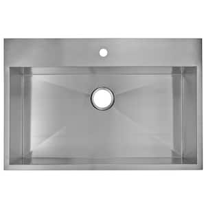 Drop-In Stainless Steel 33 in. 1 Hole Single Bowl Kitchen Sink in Satin