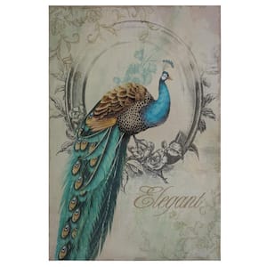 35 in. x 24 in. "Peacock Poise I" Printed Contemporary Artwork