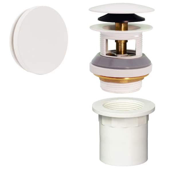 1-1/2 in. NPSM Integrated Overflow Drain Trim Kit with Illusionary No-Hole Overflow and ABS Adapter, Brass, White