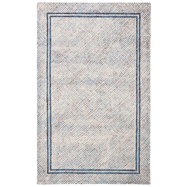 SAFAVIEH Abstract Ivory/Navy 10 ft. x 14 ft. Border Geometric Area Rug