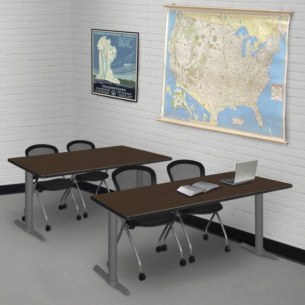 Cain 72 in. x 24 in. Neo Walnut Steel T-Base Training Seminar Table Desk with Grey Base price history on PriceWatchPro