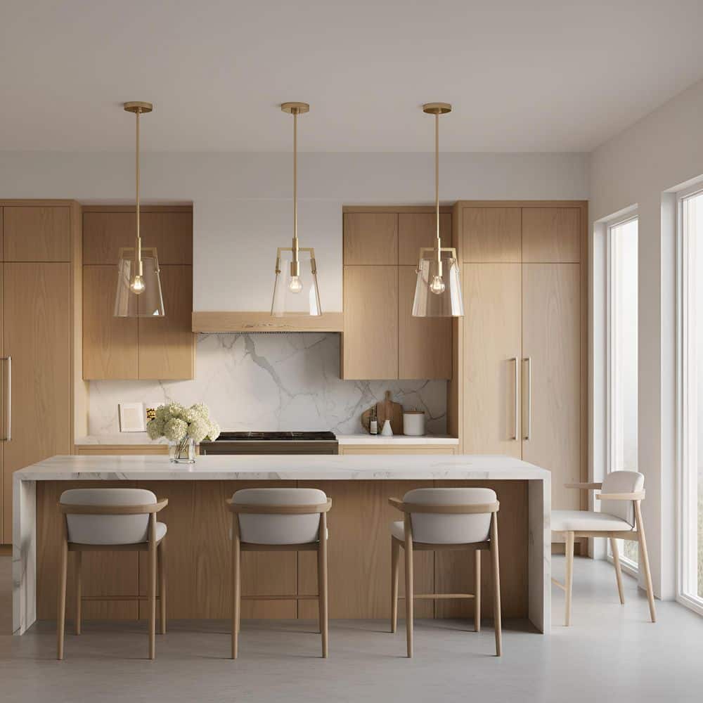 Crofton 7.75 in. W x 12.25 in. H 1-Light Satin Brass Modern Pendant Light with Clear Glass Shade No Bulb Included price history on PriceWatchPro