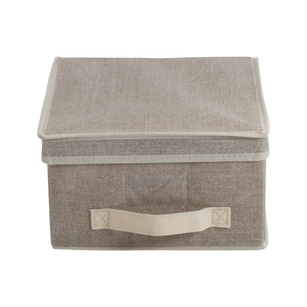 Simplify 6 in. H x 12 in. W x 11 in. D Beige Plastic Cube Storage Bin
