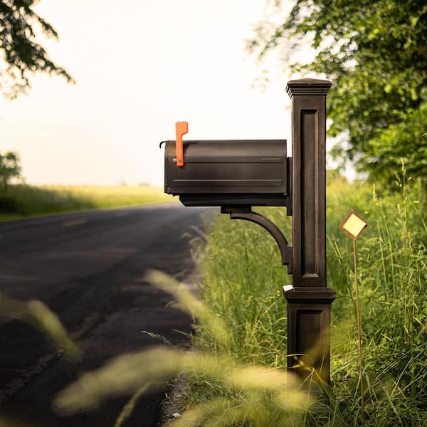 Newport Plus Decorative Polyethylene Mailbox Post, Black