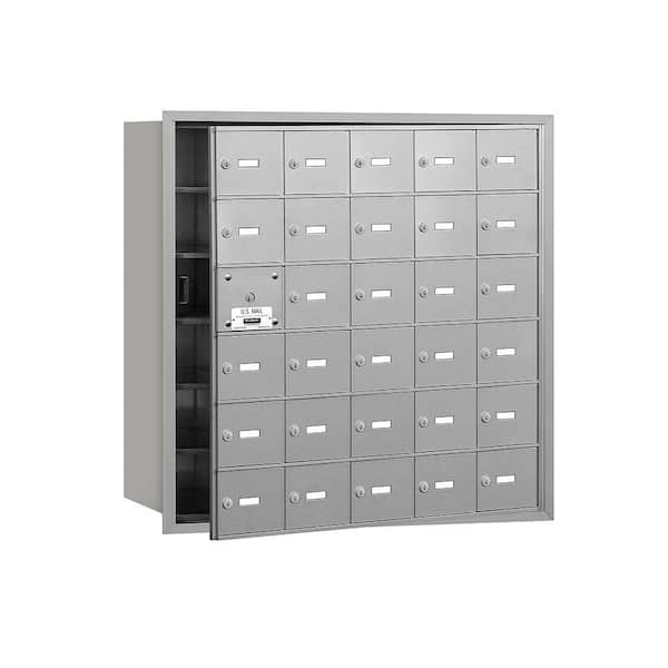 Salsbury Industries 3600 Series Aluminum Private Front Loading 4B Plus Horizontal Mailbox with 30A Doors (29 Usable)