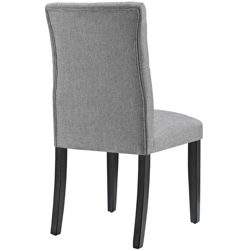 Elegant Light Gray Upholstered Parsons Side Chair with Wood Legs