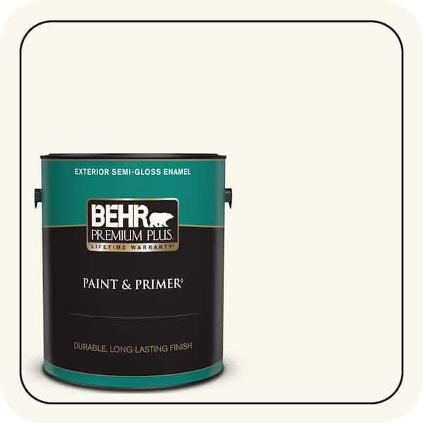 BEHR PREMIUM PLUS 1 gal. #YL-W10 Night Blooming Jasmine Semi-Gloss Enamel Exterior Paint & Primer