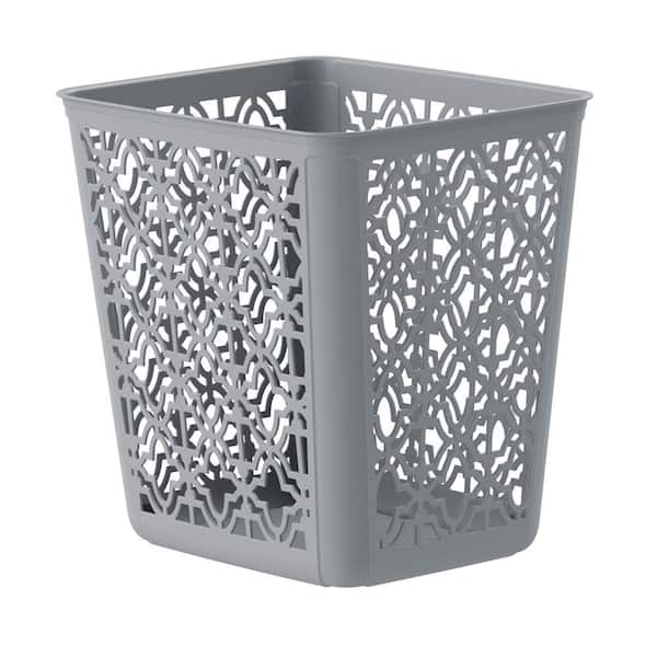 United Solutions 4 Gal. Silver/Grey Trellis Wastebasket