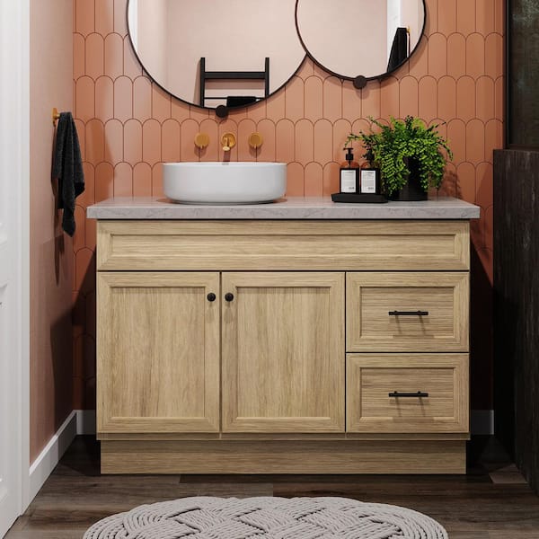 Canfield 48 in. W x 21 in. D x 33.5 in. H Bath Vanity Cabinet without Top in Sandstone Finish