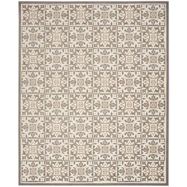 Nourison Aloha Ivory Grey 8 ft. x 11 ft. Geometric Contemporary Area ...