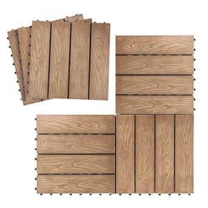 1 ft. x 1 ft. Interlocking Patio Flooring Wood-Plastic Composite Deck Tiles in Teak (10 Per Box)
