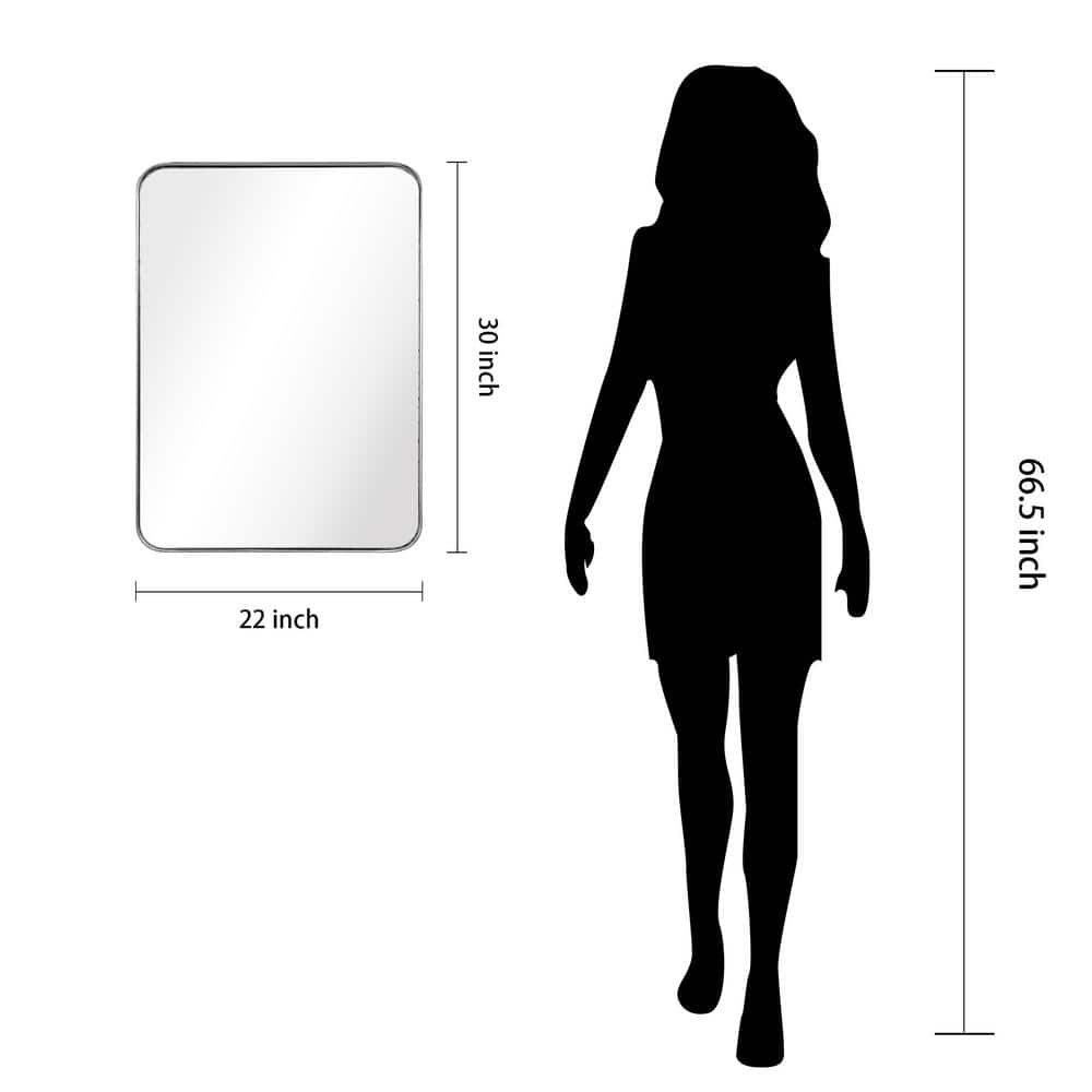 Sleek Silver Stainless Steel 22" x 30" Rectangular Wall Mirror