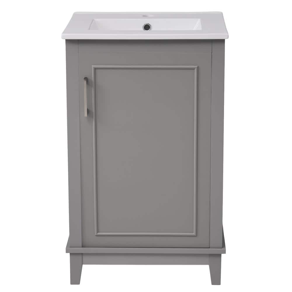 20 in. Single Sink Freestanding Gray Bath Vanity with White Ceramic Top Unassembled price history on PriceWatchPro