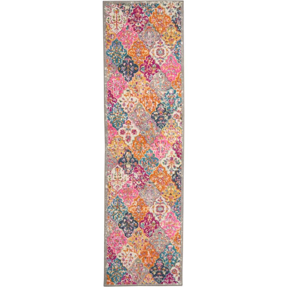 Multicolor Floral Tufted Synthetic Runner Rug, 2'2" x 7'6"