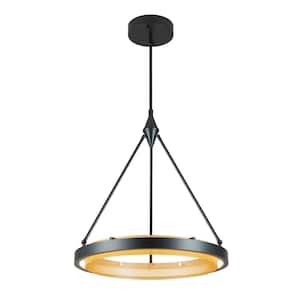 26-Watt 1-Light Matte Black Modern Integrated LED Pendant Light with Metal Shade