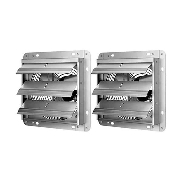 760 CFM 7 in. Silver Aluminum High Speed Gable Mount Shutter Exhaust Fan (Set of 2)