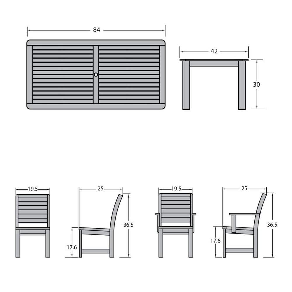 Elegant White 6-Person Outdoor Dining Set with Umbrella Hole