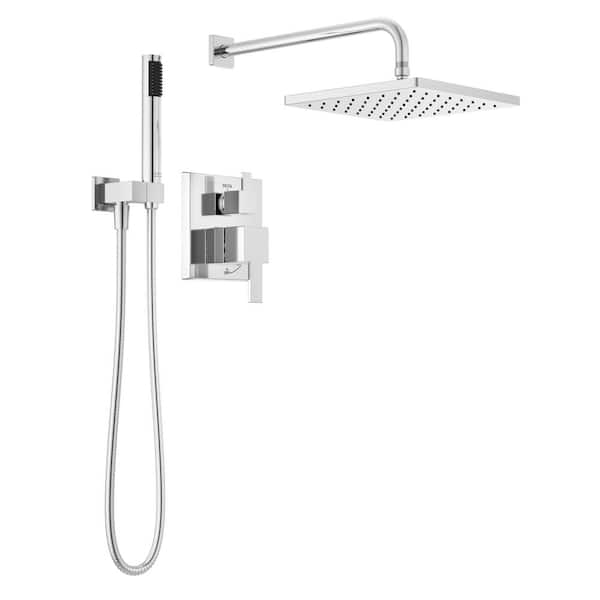 Modern 1-Handle Shower Trim Kit with Hand Shower in Chrome (Valve Not Included)