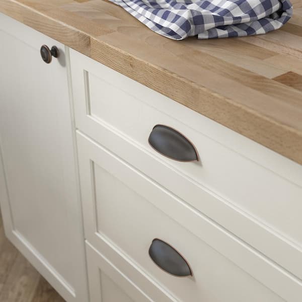 Cup Dual Mount 2-1/2 or 3 in. (64/76 mm) Classic Bronze with Copper Highlights Cabinet Drawer Cup Pull