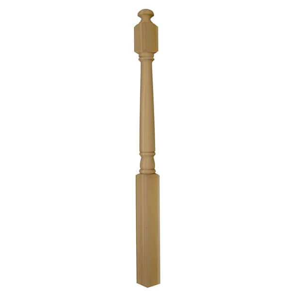 EVERMARK Stair Parts 4040 48 in. x 3 in. Unfinished Poplar Mushroom Top Starting or Balcony Newel Post for Stair Remodel