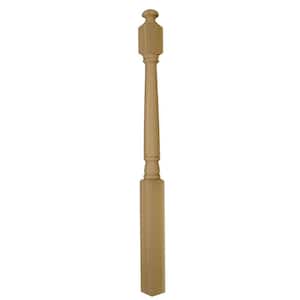 Stair Parts 4040 60 in. x 3 in. Unfinished Poplar Mushroom Top Landing Newel Post for Stair Remodel