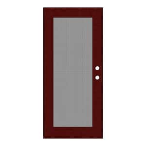 Full View 30 in. x 80 in. Right-Hand/Outswing Wineberry Aluminum Security Door with Meshtec Screen