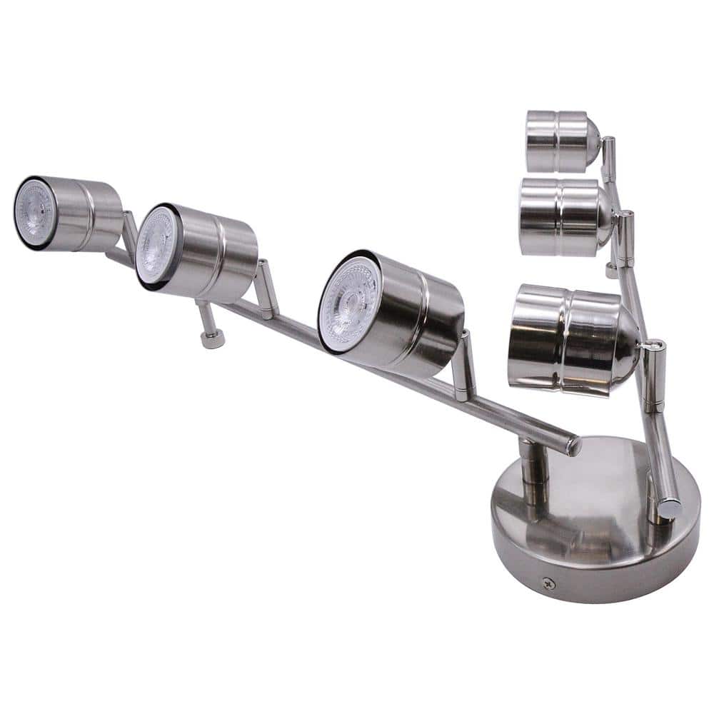 Brushed Nickel 6-Light LED Swivel Track Lighting Kit