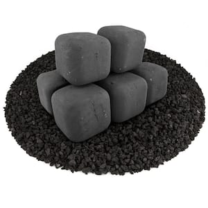 Ceramic Fire Squares in Dark Gray 5 in. Other Fire Pit and Fireplace Outdoor Heating Accessory (8-Pack)