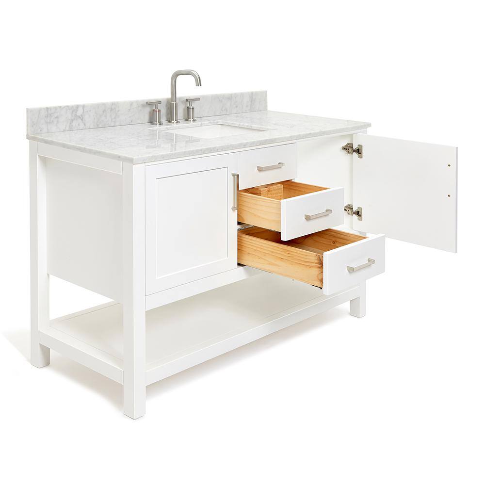 Bayhill 55'' White Solid Wood Freestanding Vanity