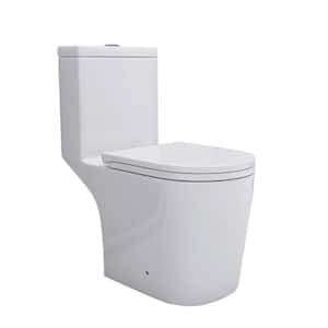 28in x 15.25in x 31.5in 1-piece 0.8/1.6 GPF Per Dual Flush White Ceramic Elongated Toilet, Soft Close Seat Included