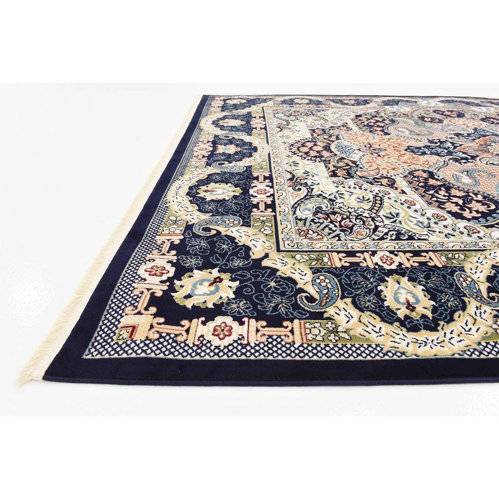 Navy Blue Floral Elegance 8' x 10' Synthetic Area Rug