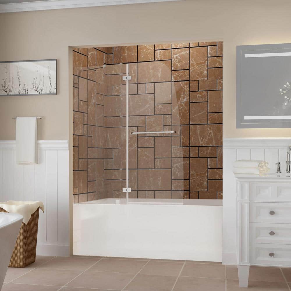 48 in. W x 58 in. H Pivot Frameless Tub Door in Chrome Finish with Clear Glass price history on PriceWatchPro