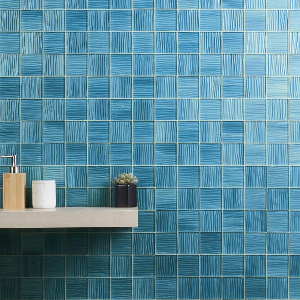 Mineralis Polished Blue Glass Mosaic Wall Tile