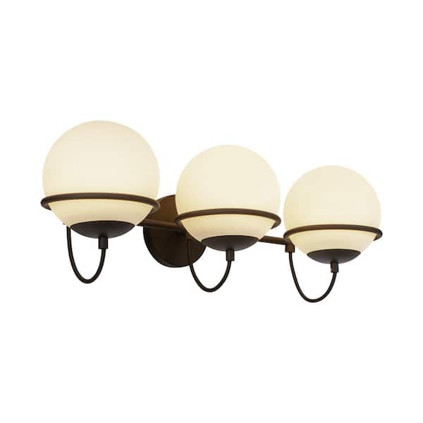 ALORA MOOD Alba 24-in 3 Light 60-Watt Matte Black/Opal Glass Vanity Light