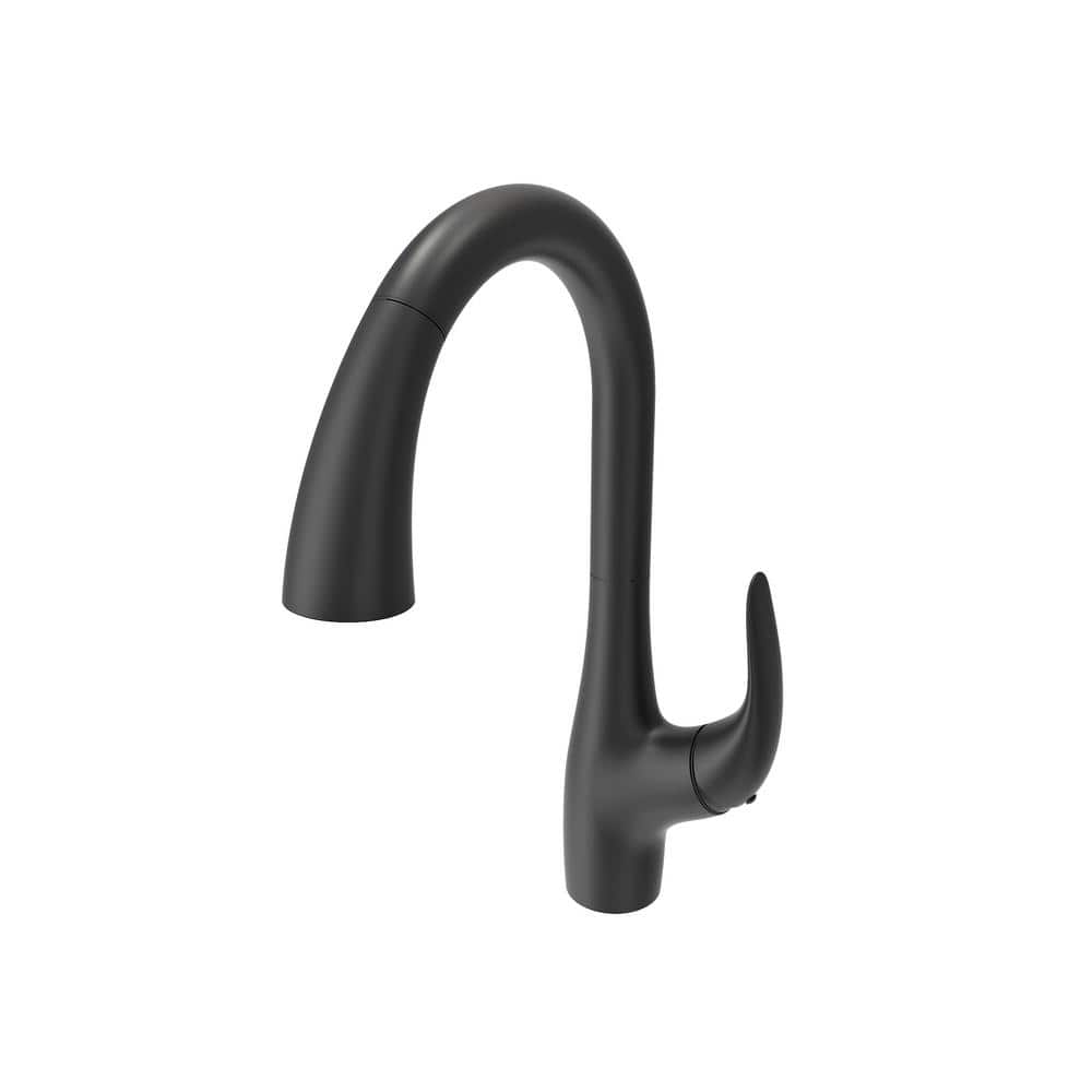 Pagano Matte Black Brass Pull-Down Kitchen Faucet with Spray