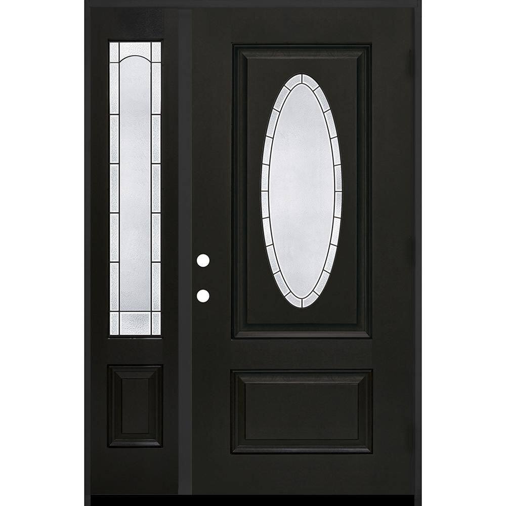 Regency 53 in. x 80 in. 3/4L Oval Empire Glass LHOS Onyx Mahogany Fiberglass Prehung Front Door w/14in-Full SL 4-9/16 price history on PriceWatchPro