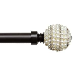 Diana 66 in.-120 in. Adjustable Length Single Curtain Rod Kit in Matte Bronze with Faux Pearl and Rhinestone Finial