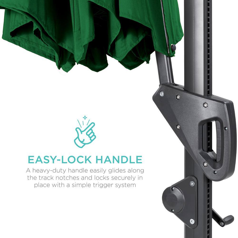 10ft Green Octagon Market Umbrella with Black Steel Pole and LED Lights